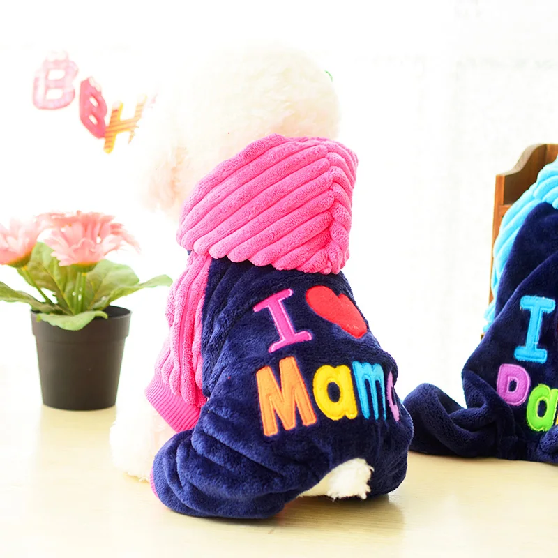 Модная одежда для собак Petcircle с надписью «I love papa»(«Я люблю папу») and mama»(«Я люблю папу и маму») зимняя одежда для собак для маленьких собак, одежда Костюмы для домашних питомцев, маленьких и больших собак пальто Зимняя одежда куртки