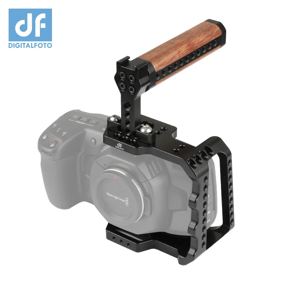 BMPCC 4K камера половинная клетка Риг с мини деревянной рукояткой для Blackmagic Дизайн