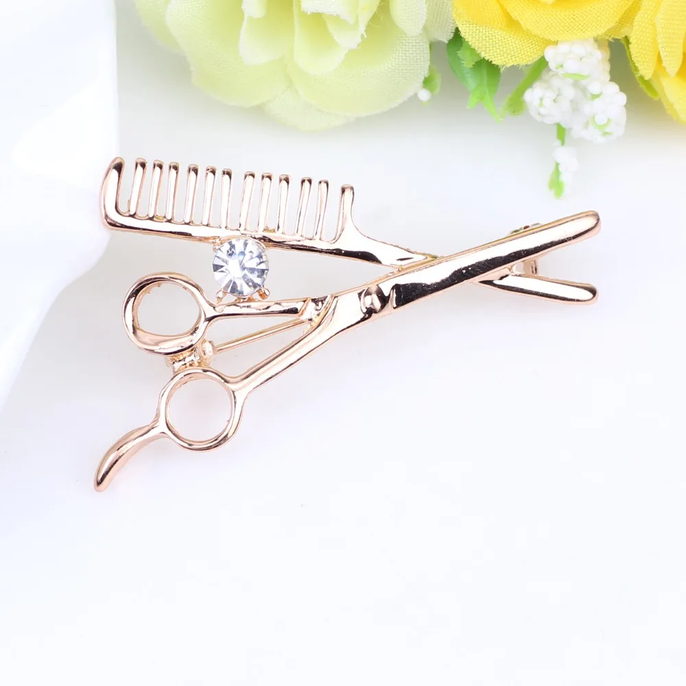 Bonsny Scissors Comb Brooches For Women Girl Brooch Pin Collar Suit Scarf Decoration New Fashion Jewelry Accessories | Украшения и