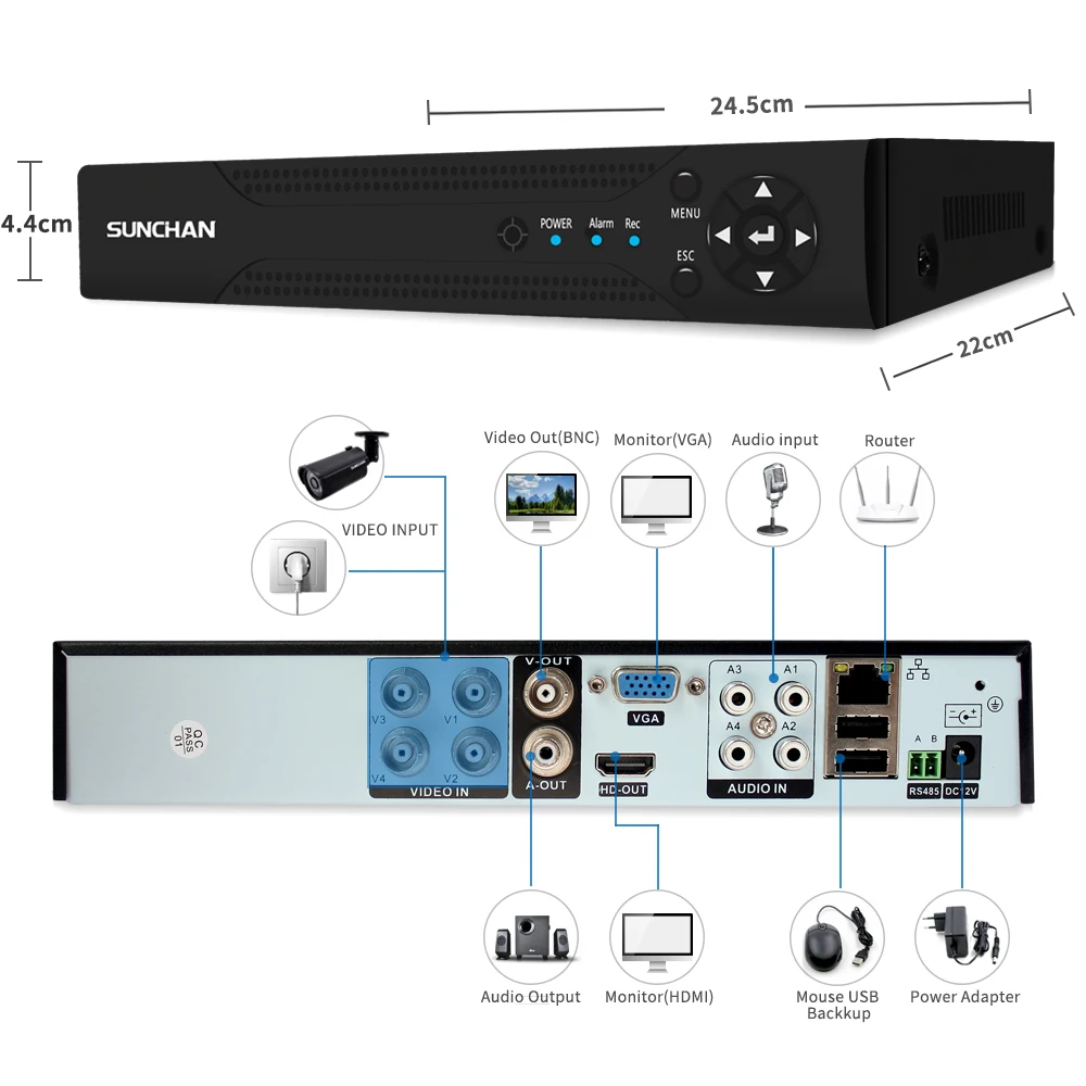 SUNCHAN 4CH CCTV система 4 шт. 1500TVL Внутренняя/наружная камера безопасности 960P DVR DIY Kit