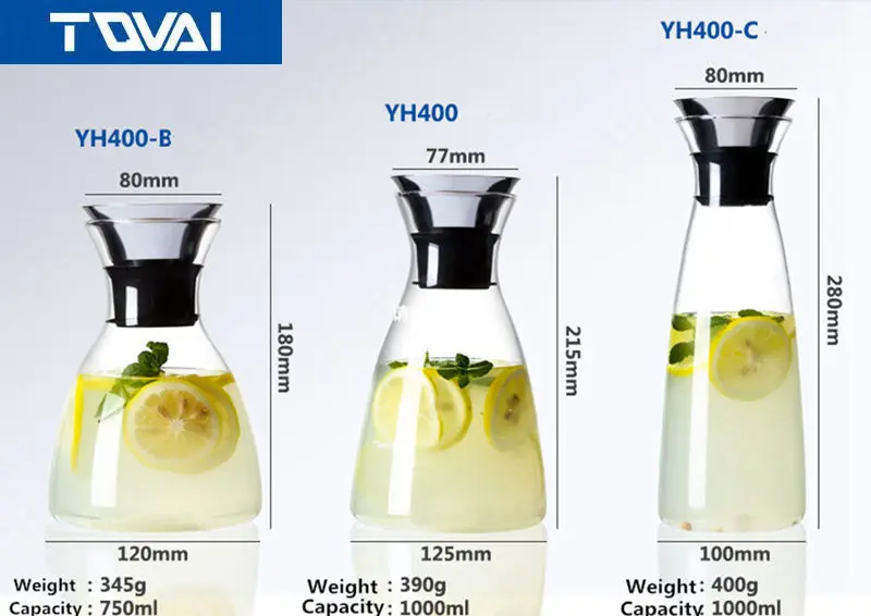 TQVAI-Waterpot Tea Wine Teapot 750-1000ml Kettle Glass Jug Coffee Pot Juice Container Large Capacity Cold Water | Дом и сад