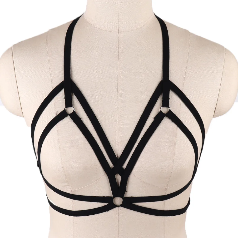 Женский укороченный бюстгальтер на бретельках готический бандажный Фетиш