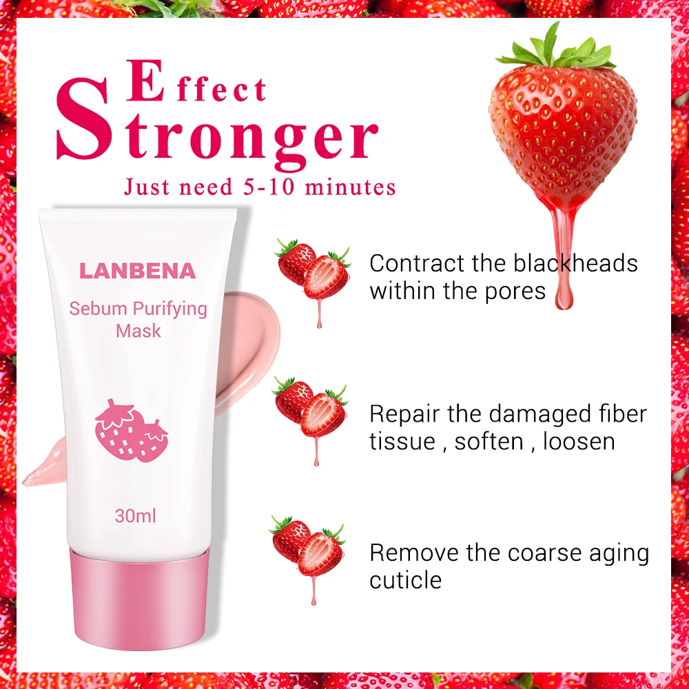 LANBENA кобум Очищающая маска клубника удаления угрей наклейка на нос грязевая пор