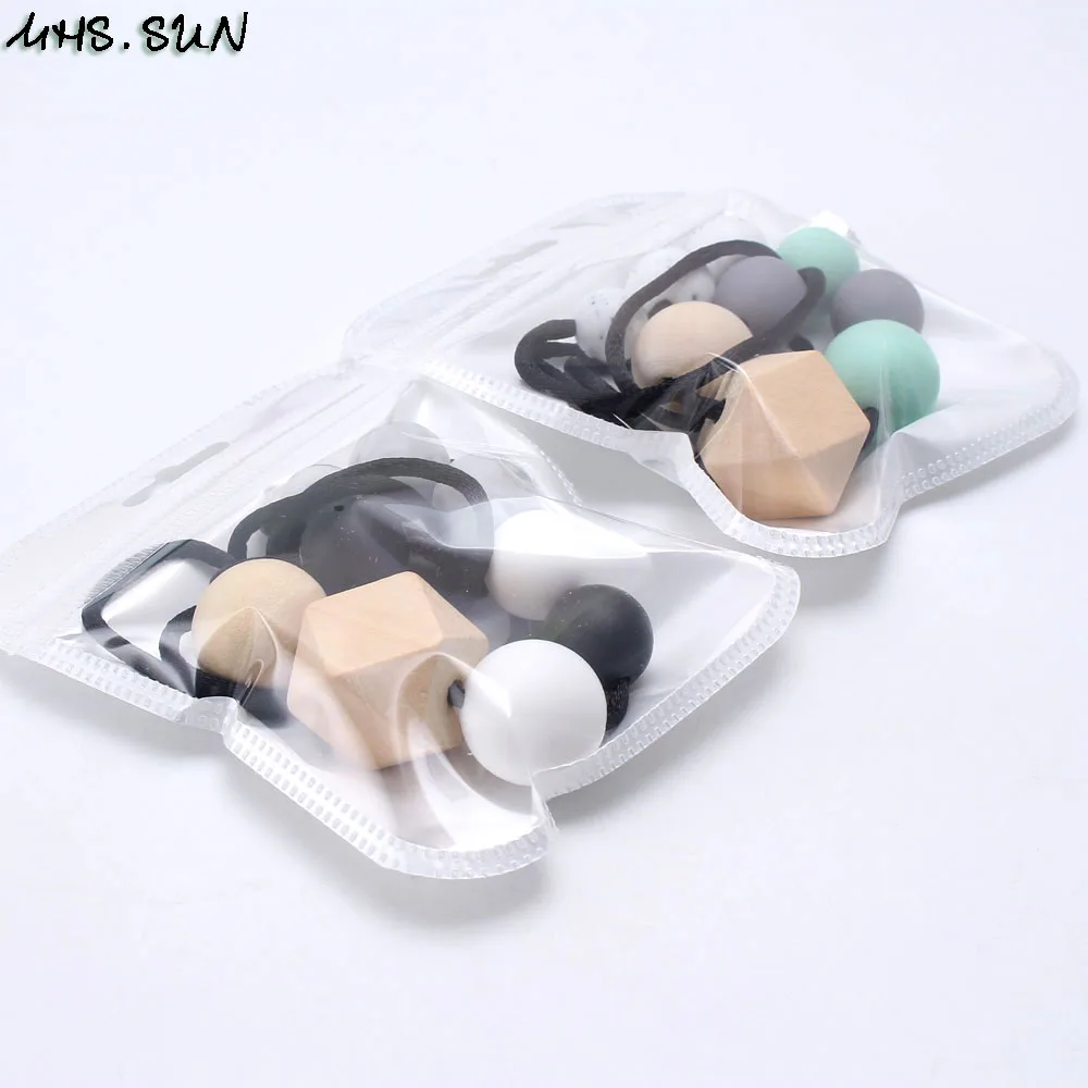 MHS.SUN 5PCS/lot baby silicone teething necklace food grade teether original wood beads for mommy jewelry gift | Украшения и