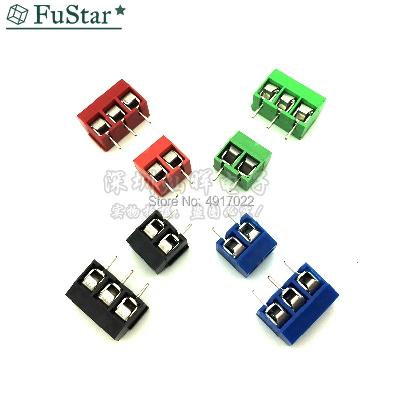 20 шт. Клеммная колодка KF301 2 P 3 5 мм Pin pcb коннектор синий зеленый красный и черный на