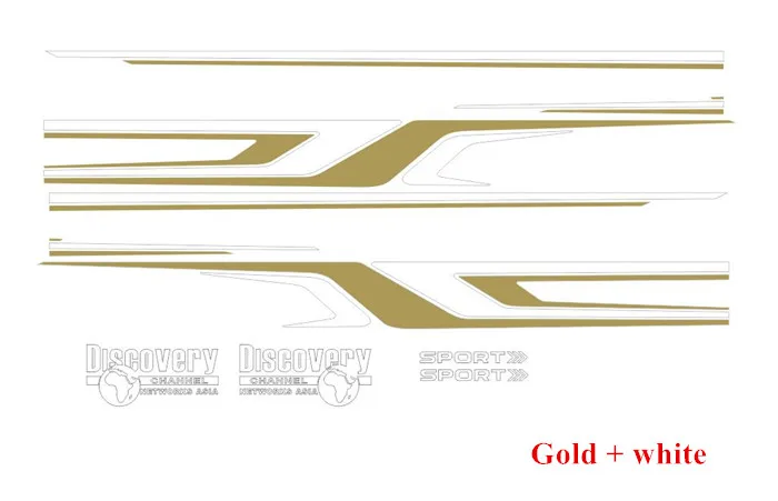 white - gold Автомобильные наклейки карта мира Дискавери Спорт Виниловая наклейка для Тойота Прадо Land Cruiser Waistlines полосы Авто кузова двери боковые наклейки - Название цвета: white - gold