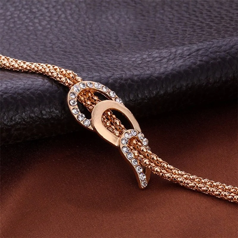 WKOUD сплав ожерелье Кольца Серьги Браслеты Ювелирные наборы Золото цвет jewellery для