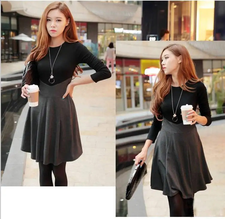 Платье длинный рукав горячая женщины уютный милый свободного покроя элегантный