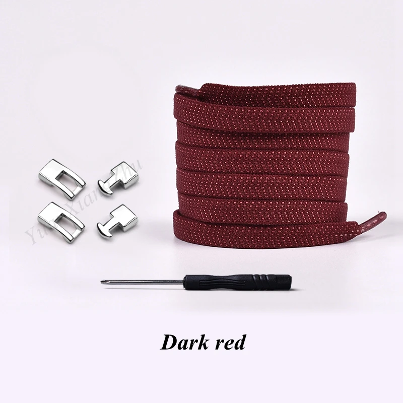 Dark red Новинка, 1 секундный Эластичный шнурок с перекрестной пряжкой, шнурки для детей и взрослых, унисекс, кроссовки, быстро не завязываются, шнурки для обуви, шнурки для ленивых шнурков - Цвет: Dark red