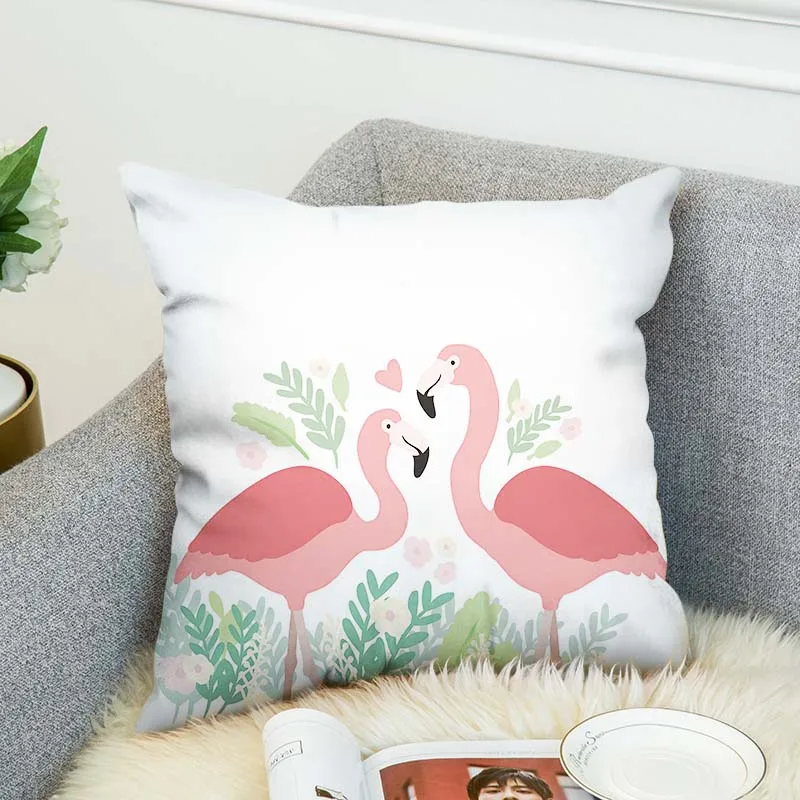 Двухсторонняя наволочка с 3d-рисунком фламинго декоративный чехол для подушки