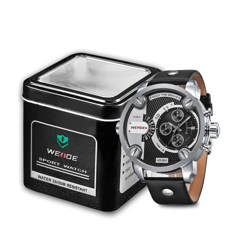 Weide оригинальные мужские часы с ремешком Роскошные Кварцевые спортивные кожаным