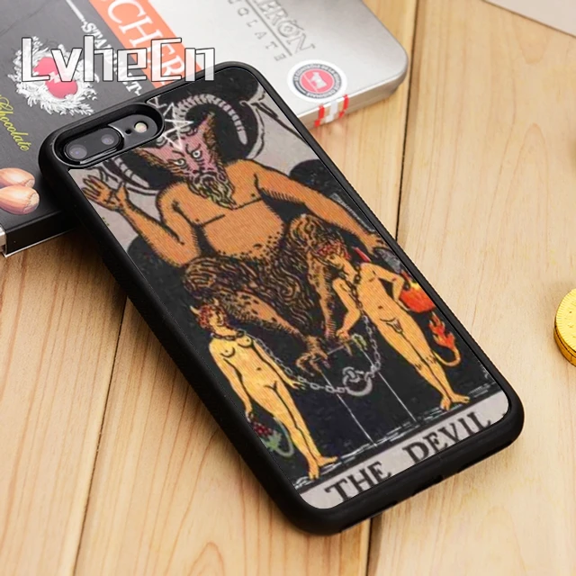 LvheCn чехол для телефона с изображением карт Таро дьявола iPhone 5 6 s 7 8 plus 11 12 Pro X XR XS Max