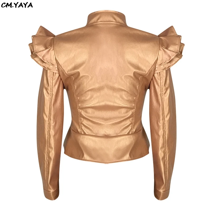 Женская байкерская куртка из искусственной кожи облегающая на молнии с