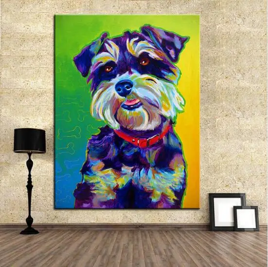 Картина маслом с принтом schnauzer charly настенная живопись для дома декоративная