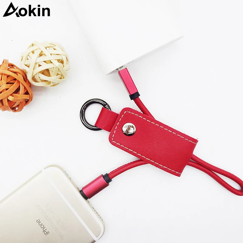 Кожаный брелок Aokin USB кабель Micro Type C для ключей Samsung Huawei Быстрая зарядка линия