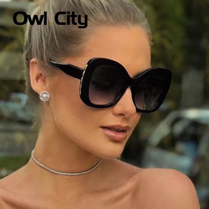 Женские квадратные солнцезащитные очки Owl City винтажные большие градиентные uv400 в