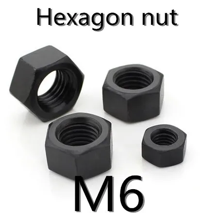 

50Pcs/Lot DIN934 grade 8.8 M6 steel with black oxide hex nut
