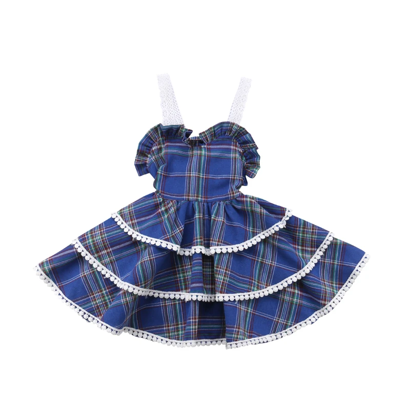 Stylish Baby Girls Dress Toddler Kids Pageant Party Wedding Lace Plaid Layered Dresses Sundress Summer Outfit Clothes 6M-5T | Детская