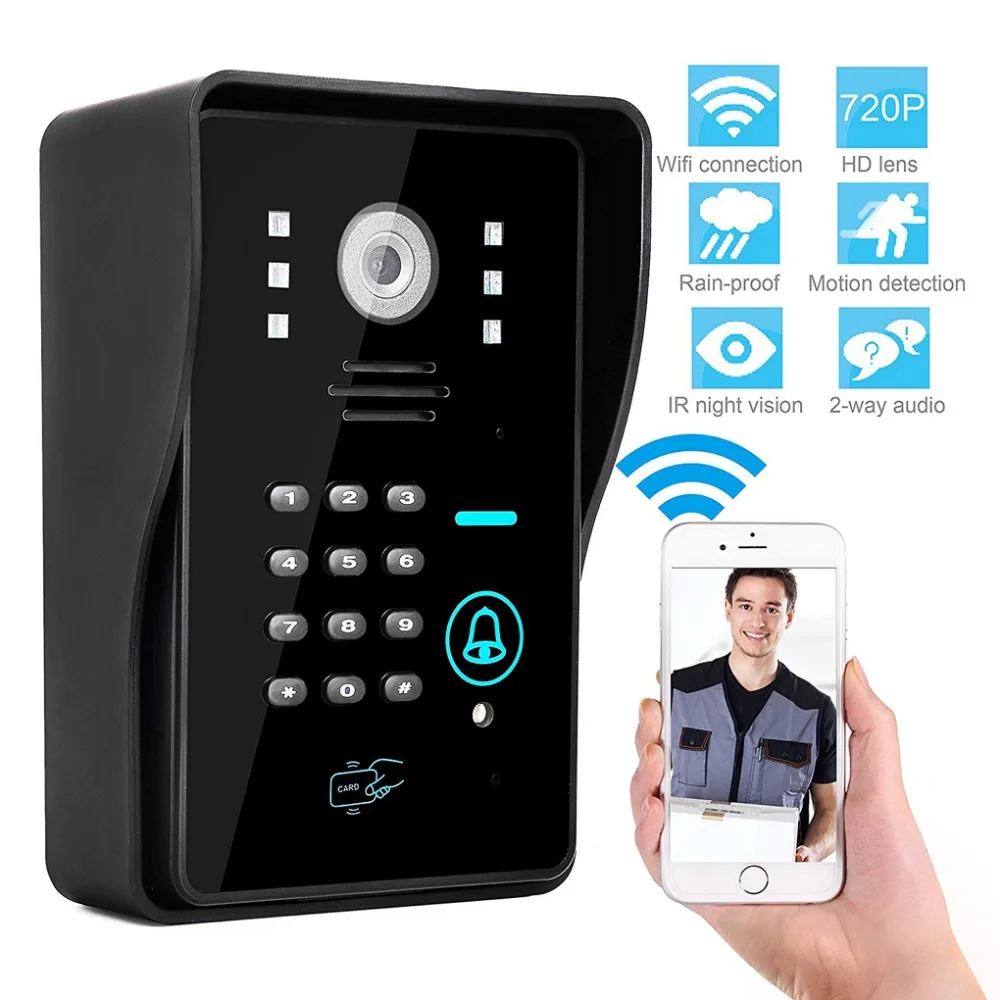 Wi Fi дверной звонок видео телефон Интерком ночное видение WIFI монитор для Android/IOS