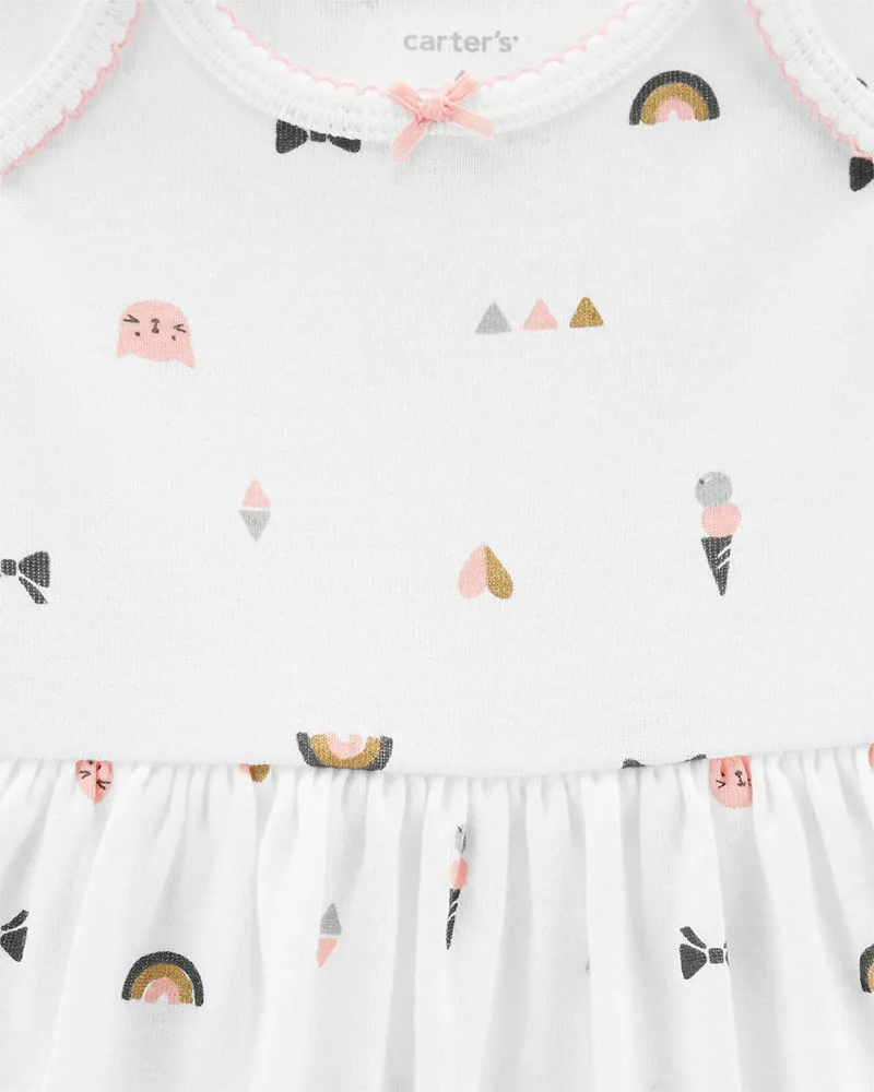 2 шт. милый Принт боди платье блеск сердце Flutter плечо кардиган комплект Carter's для