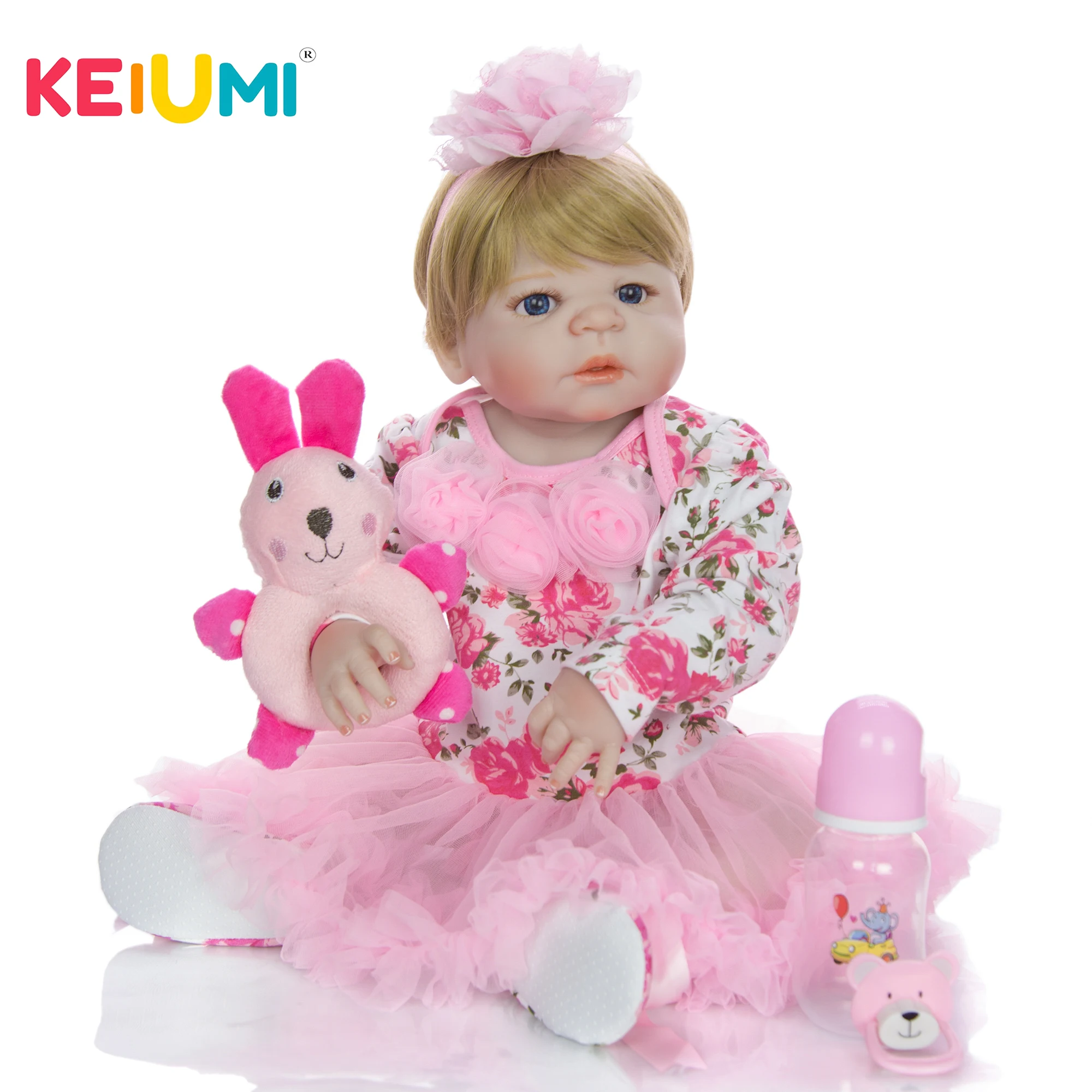KEIUMI 23 дюйма 57 см полностью силиконовые куклы Новорожденные Детские реальная
