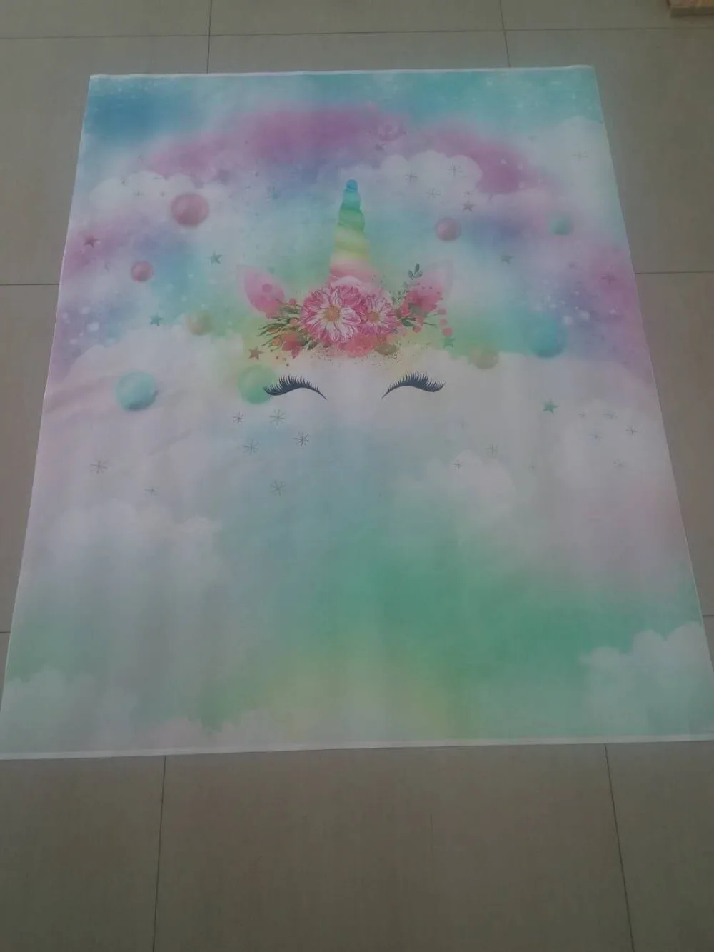 Photography backdrops 3 D RAINBOW UNICORN wonderland cloud Backdrop Printable Artwork Personalized Birthday Party baby shower|Фон для