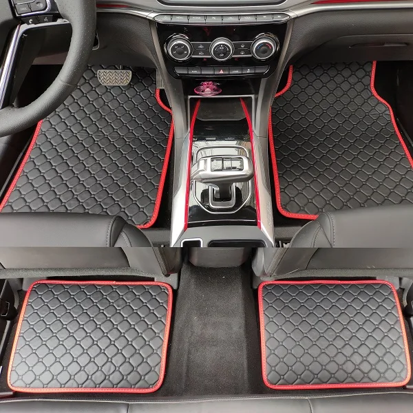 all black Custom fit автомобильные коврики для Audi A6 C5 C6 C7 A4 B6 B7 B8 A3 A5 A7 A8 A8L Q3 Q5 Q7 линованные коврики - Название цвета: all black