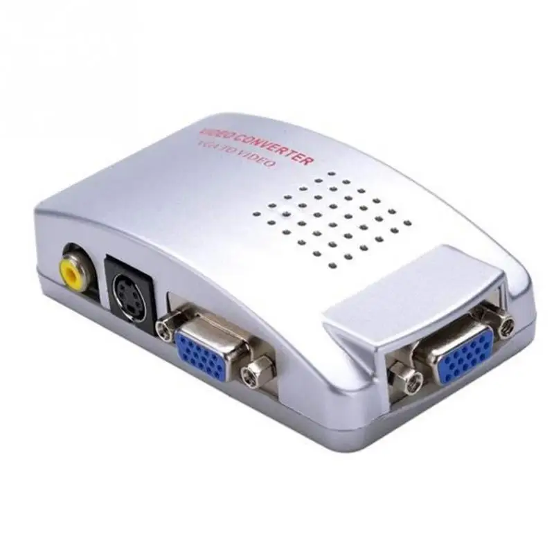 Серебряный ПК VGA к ТВ AV RCA адаптер сигнала конвертер видео переключатель