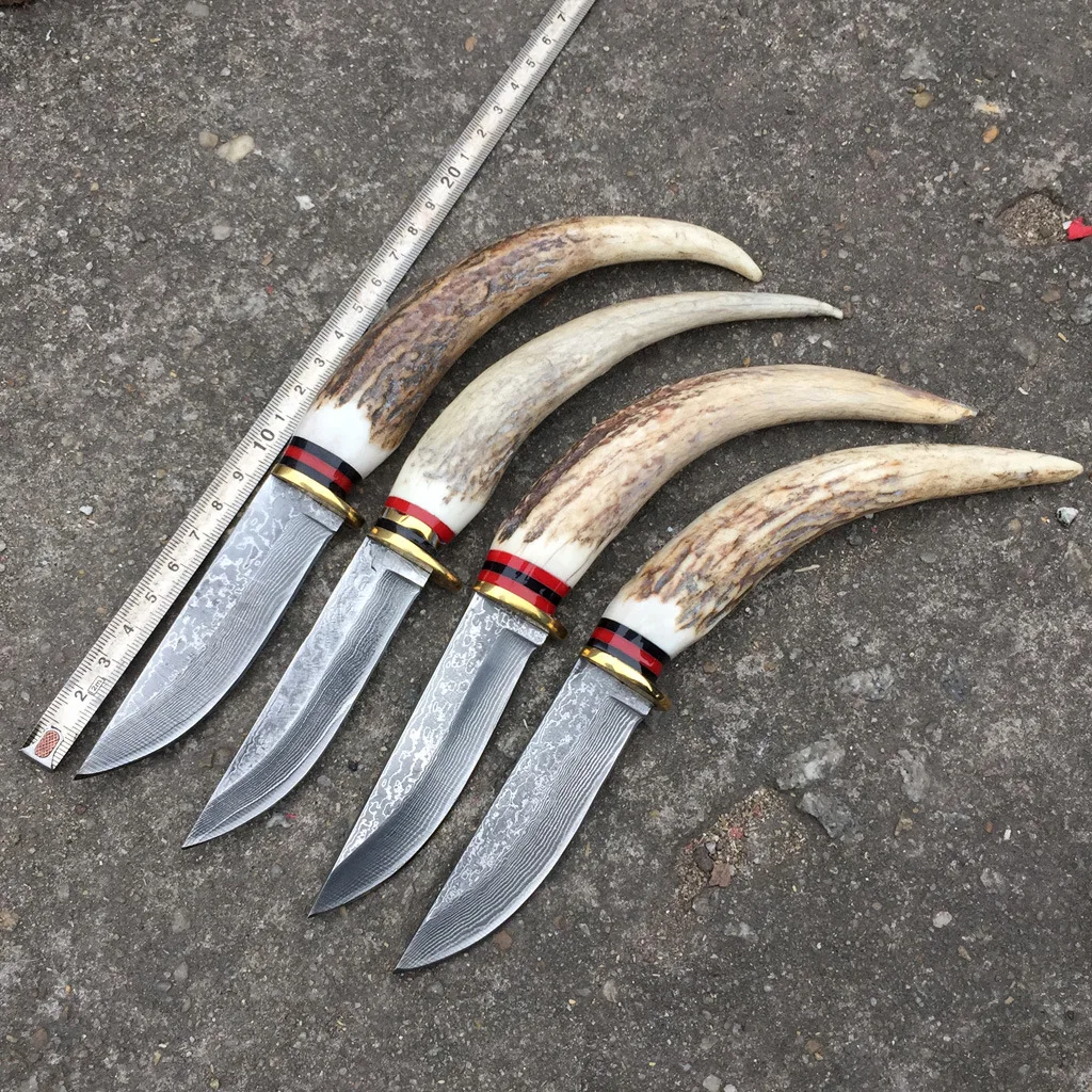 

High quality Damascus steel forged straight knife hunting high hardness outdoor self-defense knife tactical army Survival knife