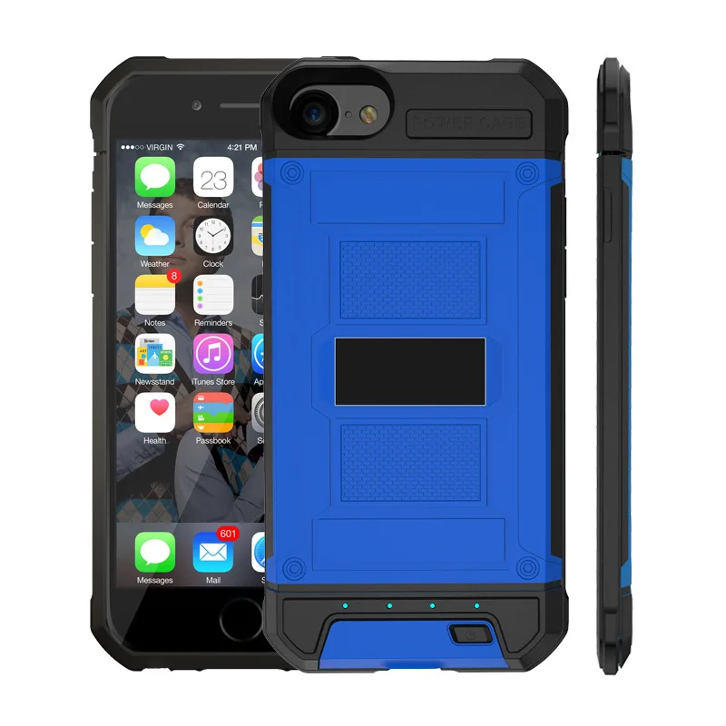Blue Внешний чехол для зарядки аккумулятора 4200 мАч для iPhone 8, 7, 6, 6s Plus, 3000 мАч, армированный внешний аккумулятор, чехол для резервного питания для iPhone 8, 7, 6 Plus - Цвет: Blue