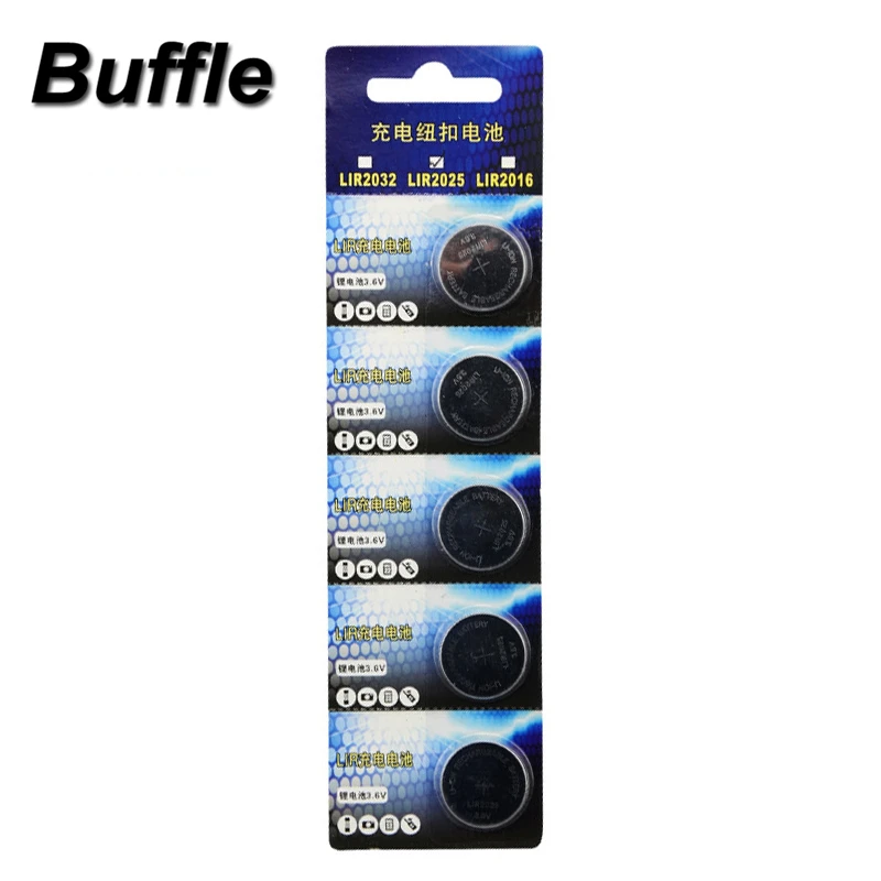 

5x Buffle Lithium Li-ion 30mAh 3.6V Rechargeable LIR2025 Button Cells Coin Batteries Replace for CR2025 NEW