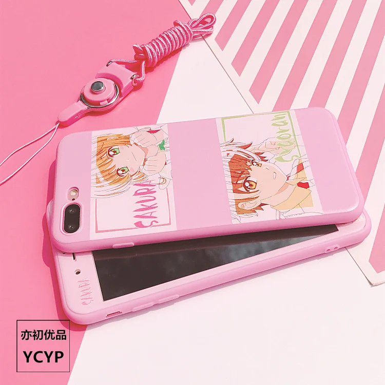 Чехол Sakura для iphone X Cardcaptor+ Защитная пленка для экрана из закаленного стекла для iphone 6 6s Plus 7 7plus 8 8plus Сейлор Мун