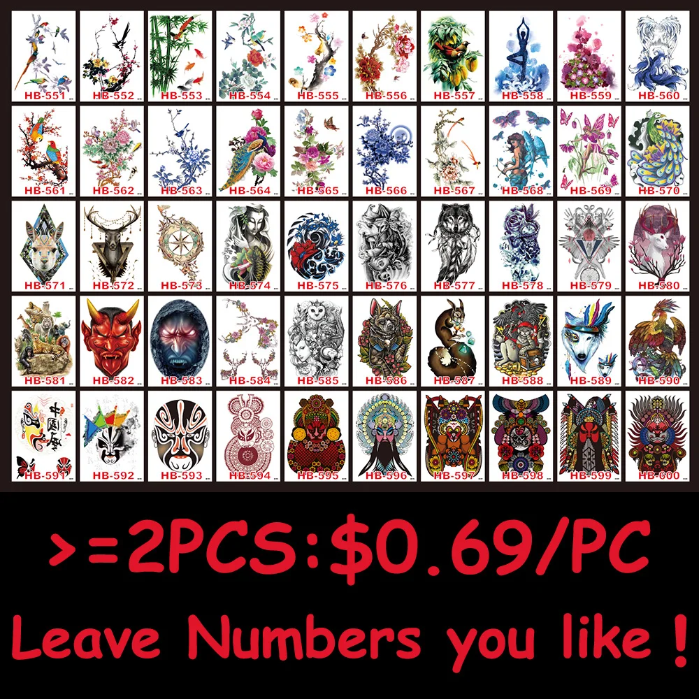 Случайный 50 дизайн 1 шт. Временные татуировки стикер Красота Женщины Мужчины