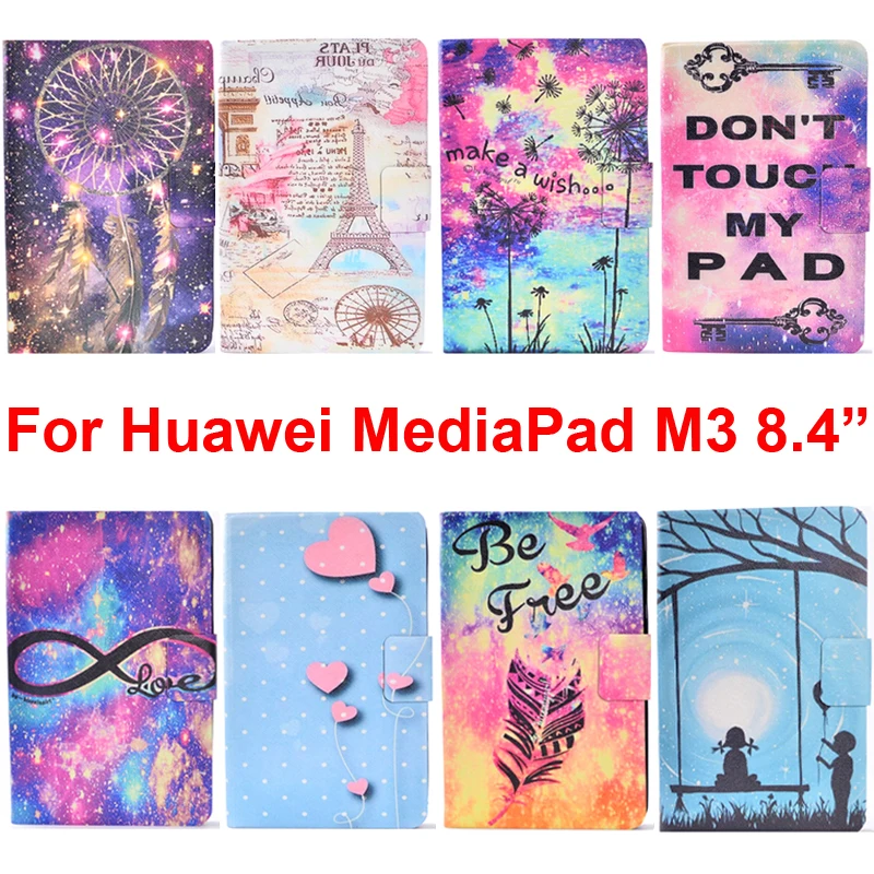 Чехол подставка для Huawei M3 8 4 дюйма MediapadM3 чехол кошелек с кармашком карт принтом