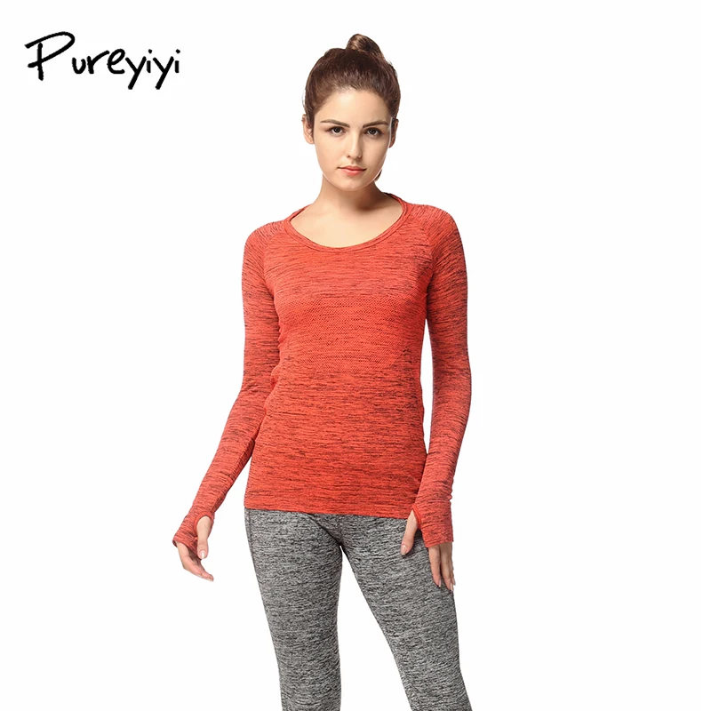 Рубашка Pureyiyi с длинным рукавом для йоги быстросохнущая женская спортивная