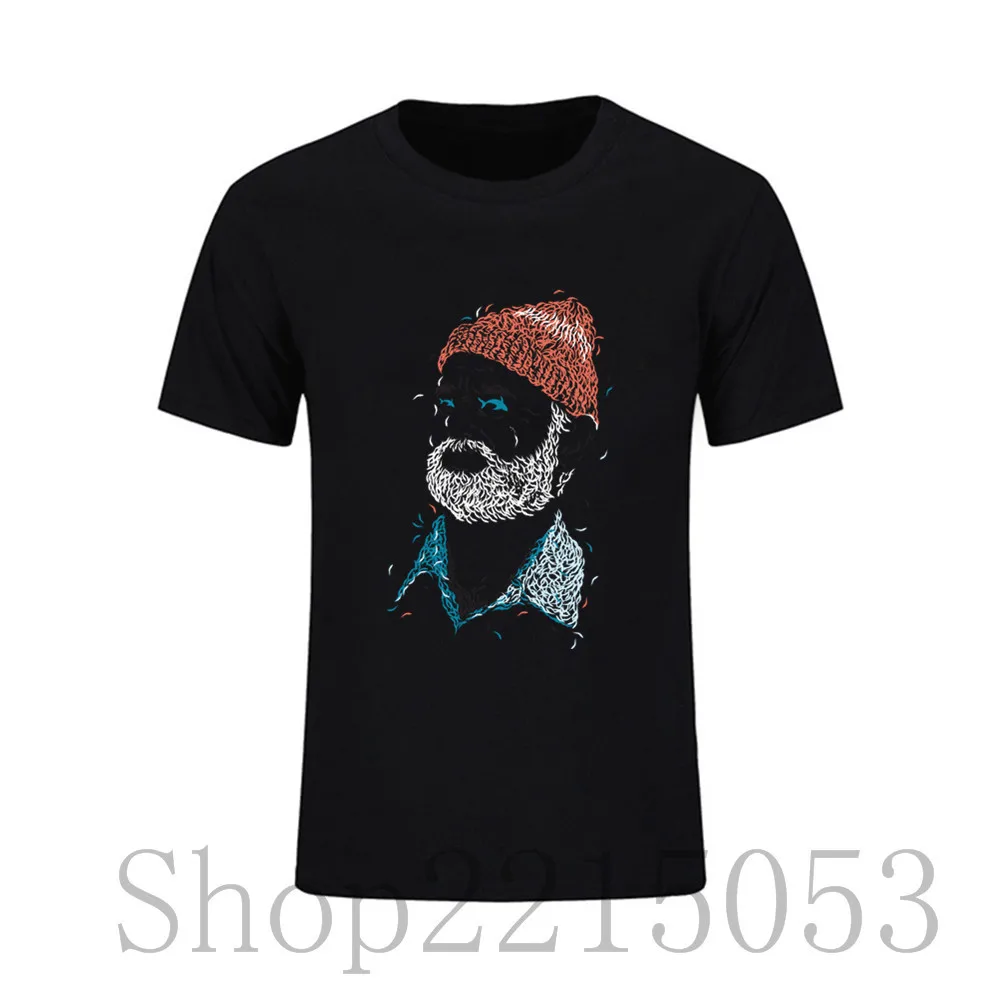 Забавная футболка Zissou Of Fish для мужчин 100% хлопок негабаритная Молодежная Футболка
