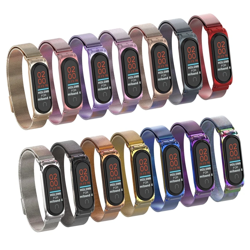 OLLIVAN mi Band 4 металлический ремешок с пряжкой для Xiaomi mi Band 4 3 браслет mi band 4 Band 4 аксессуары Магнитный браслет с пленкой