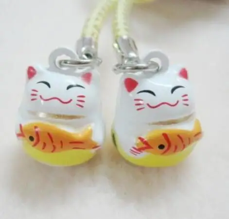 Новый 100 шт. милые lucky cat колокол сотовый телефон ремень подвески брелки для ключей