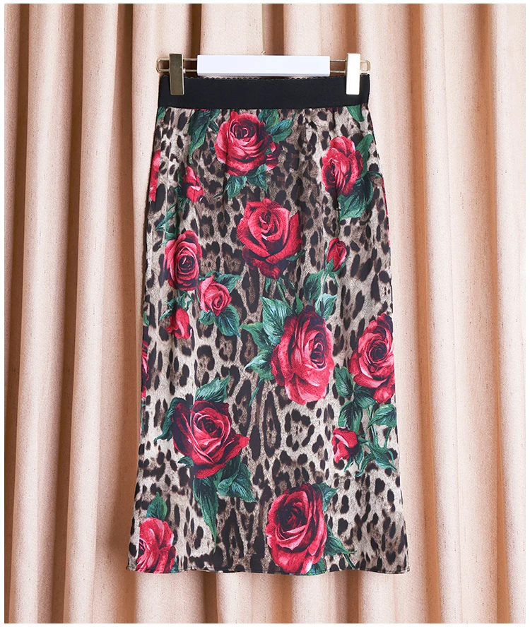 MoaaYina Леопард Роуз Floral-Print пакет ягодицы пикантная элегантная юбка высокого качества хлопковая юбка