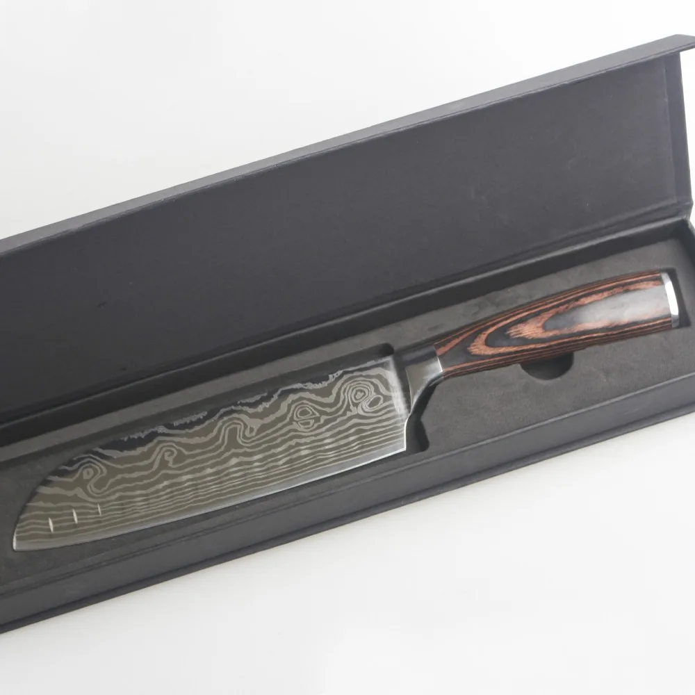 7 дюймов поварские ножи, кухонный нож, японский нож Santoku, нож для мяса 7Cr17, высокоуглеродистая нержавеющая сталь, резак, инструменты