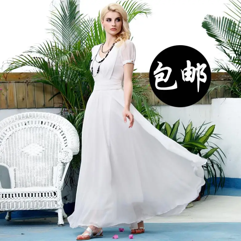 Long-sleeved chiffon dress elegant temperament Slim female models in Europe and America long fairy mopping Emperor | Женская одежда