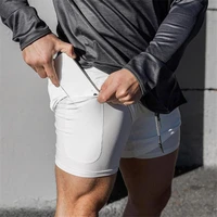 mens 2 in 1 joggers gyms shorts men sportswear shorts quick dry training exercise shorts built in security pocket