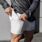 Мужские шорты для бега 2 в 1, спортивные шорты для мужчин, спортивные шорты, быстросохнущие шорты для тренировок, встроенный карман для безопасности