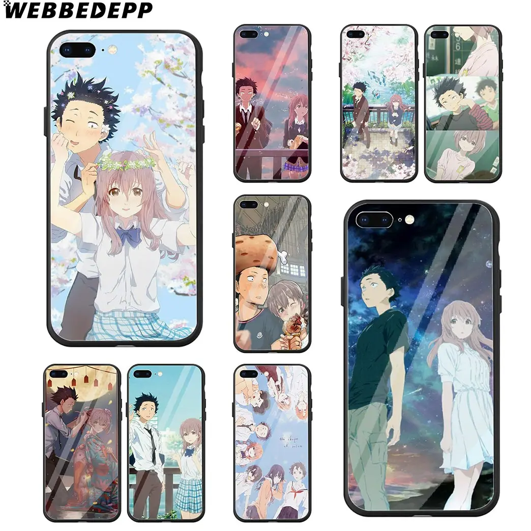 WEBBEDEPP A Silent Voice Tempered Glass Phone Case for Apple iPhone Xr Xs Max X or 10 8 7 6 6S Plus 5 5S SE 7Plus |