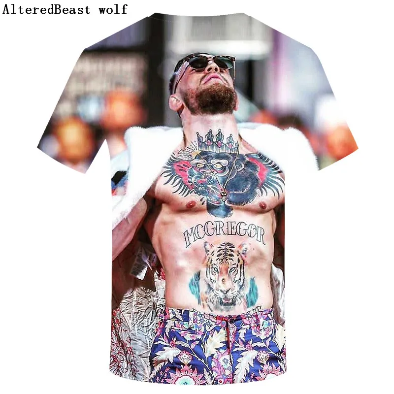 Новинка 2019 3d Мужская футболка брендовая забавная Conor Mcgregor 3D топы с коротким
