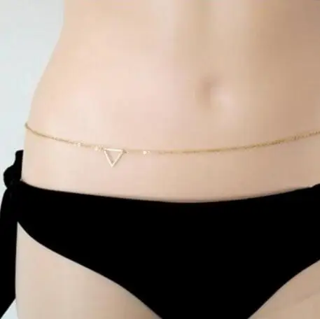 European and American women's sexy simple waist chain body gold geometric triangle Female charm Thin necklace | Украшения и
