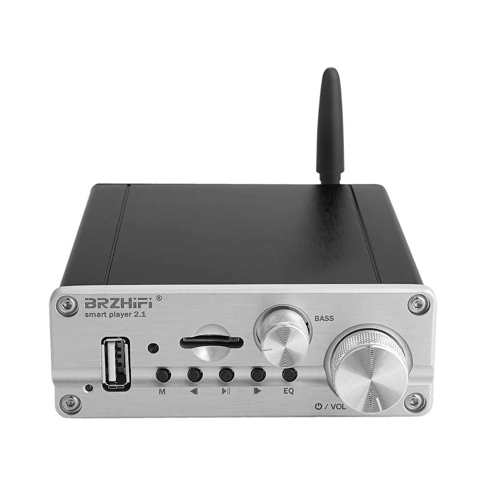 Серебристый 2,1 TPA3116 Bluetooth 5,0 аудио усилитель мощности сабвуфера 50Wx2+ 100 Вт USB AUX усилитель цифровой Hifi домашний усилитель - Цвет: Серебристый