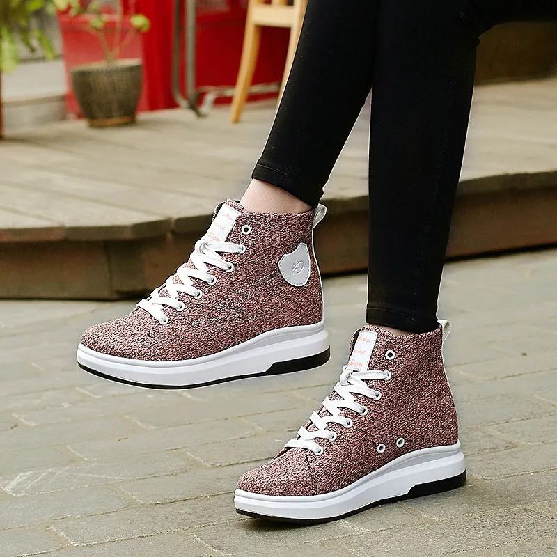 Кроссовки PINSEN женские на платформе повседневные теннисные туфли черные высокие