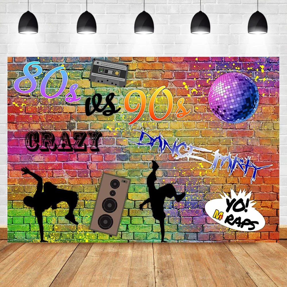 NeoBack 80s 90s Граффити стена фон Crazy Dance День Рождения Вечеринка фотография для