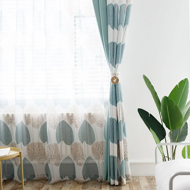 Nordic Big Leaves Modern Minimalist Green Curtains for Living Dining Room Bedroom. | Дом и сад
